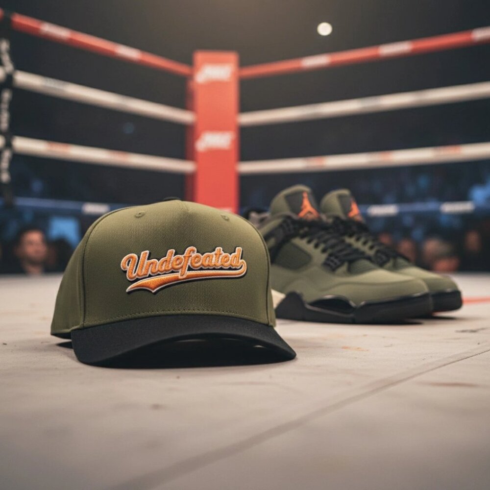 Olive/Black Suede Undefeated Snapback Hat For Jordan 4 4s